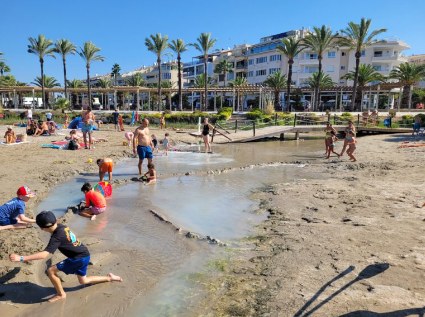 Spelende kinderen op het strand